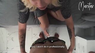 A cute girl fucked by a man from the cleaning company