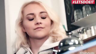 Horny hostel scene with petite teen Marilyn Sugar and a big dick