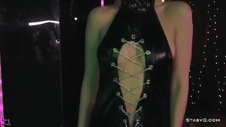 On stage stripping by skinny teen AngelQ in HD quality