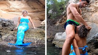 A guy picked up a mermaid while sailing and fucked her on the coast