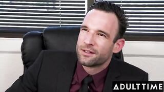 April Olsen bends over and lets her boss take control in a steamy office scene
