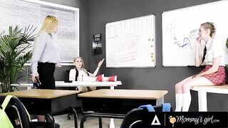 A naughty student and her bestie please their strict teacher