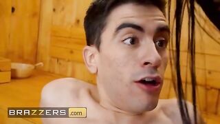 Peeping Tom gets caught and fucked by two hot babes