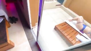 Redhead deepthroat blowjob with a hot employee in a bikini