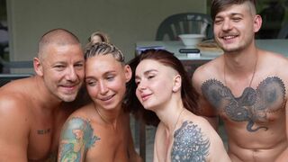 Real swinging action with two couples getting fucked hard