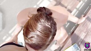 Busty Latina gets convinced to fuck on the rooftop with best BJ