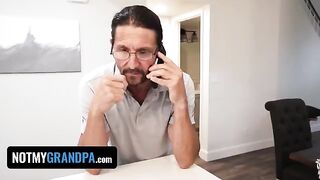 Horny and naughty stepdaughter Britt Blair gets spanked by her stepgrandpa