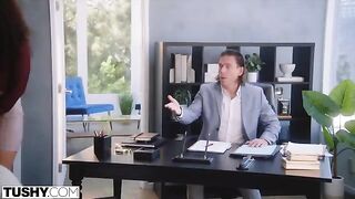 The company owner is looking for a personal assistant in this tushy video