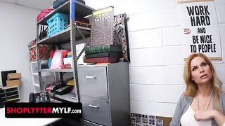 A security officer encounters a bratty milf with huge boobs in a suspicious situation