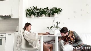 A girl came to her elegant companion at his home