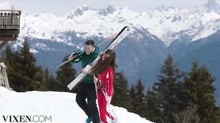 Passionate sex in the Alps with a skiing bunny