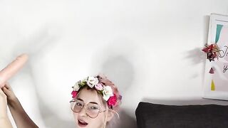 The cute and petite Argentina fucks a big cock with her pussy