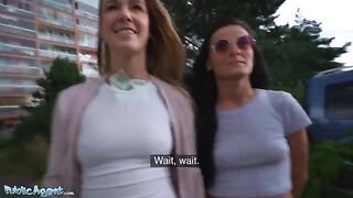 Public Agent shoots steamy threesome with Alexis Crystal and Lexi Dona in basement for cash