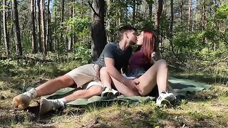 Couple has passionate sex right in the park during a picnic