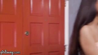 Eliza Ibarra gets caught with her stepmom in a compromising situation, featuring intense chemistry