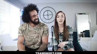 Girl is having fun with her boyfriend in different poses, showcasing petite charm