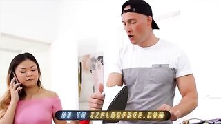 Asian teen Lulu Chu gets fucked by her roommate Zac Wild in a steamy encounter