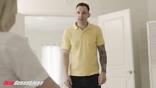 Young babe Britt Blair seduces her stepdad during an intimate moment