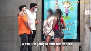 Two hot Mexican teens caught at the bus stop for a wild ride