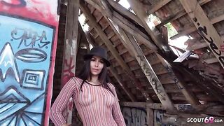 Outdoor street casting with Jessy Jey, raw and rough action follows