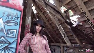 Outdoor street casting with Jessy Jey, raw and rough action follows