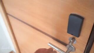 A hot slim girl got stuck under the couch and was fucked