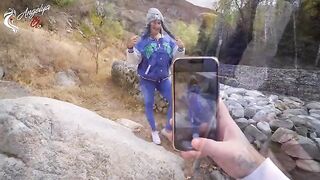 Nature blowjob after a photo shoot with young tourists - Angelya.G
