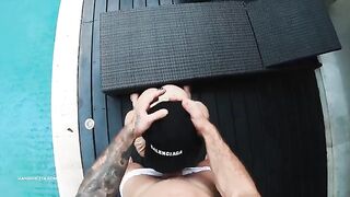 Bikini girl gets her pussy filled with cum after hard sex