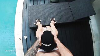Bikini girl gets her pussy filled with cum after hard sex