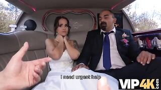 The bride allows her husband to watch her getting fucked in the car