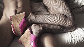 A girl in high heels and pantyhose is always ready for sex