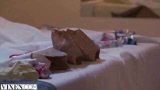 Holly called a guy while her boyfriend was away in this steamy Vixen scene