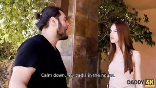 A sexy girl forgot her boyfriend and got intimate with the father