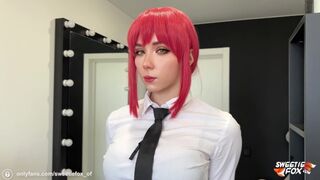 Submissive pleases dominant Makima with hard sex and dirty talk in a steamy scene