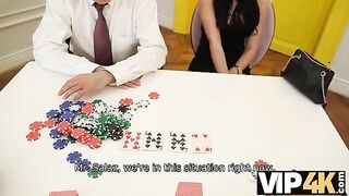 She plays strip poker and loses, stripping down completely