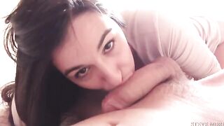 Skinny brunette Danika Morì gets fucked deep and hard by a huge cock