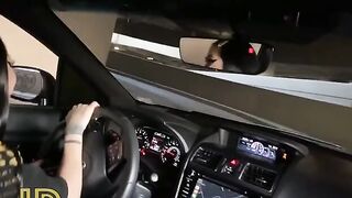 Slut makes a deep blowjob in the car parking lot