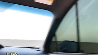 Slut makes a deep blowjob in the car parking lot