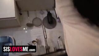 Stepsister Alex Coal blindfolded and fucked for Bird Box Challenge