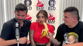 Sara Blonde fucks bananas during a steamy interview session