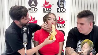 Sara Blonde fucks bananas during a steamy interview session