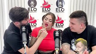 Sara Blonde fucks bananas during a steamy interview session