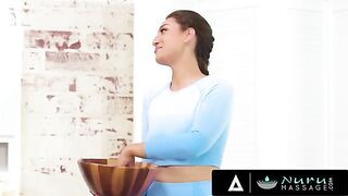 Bella Rolland, the busty masseuse, gets pounded by her pervert landlord in a steamy Nuru scene
