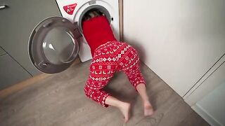 Christmas Gift for Step Son - Step Mom Stuck in Washing Machine! (Hot MILF Action)