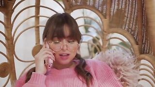 When you're away, Riley Reid makes a phone call to have fun