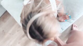 The best blowjob and creampie with a blue-eyed girl
