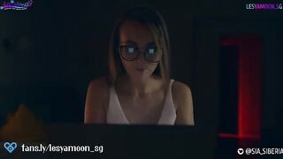 Two girls scared each other telling horror stories on Halloween night