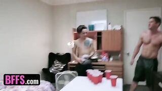 Two roommates fuck two slutty college girls Jessica Rex and Paige Owens