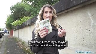 French teacher shows her skills to earn extra money with Public Agent