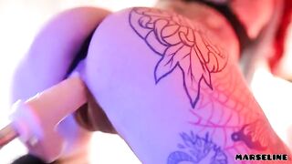 Babe Marseline fucks with a powerful machine